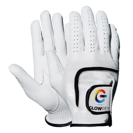 GLOWREY Football Gloves- Leather Youth Football Gloves-Enhanced Performance Receiver Gloves with Super Tacky Grip for Ultimate Best Game Experience for All Ages (White, X-Large)