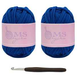 T Shirt Yarn Spaghetti Yarn for Crocheting Hand Knitting DIY Carpet Bag Purse Blanket Soft Thick Cloth，Pack of 2 Skeins, 3.5 Ounce x 2, 35 Yard x 2 (Royal Blue)