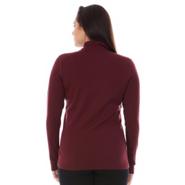 100% Merino Wool - Midweight Womens 1/4 Zip - Midlayer - Burgundy - Large