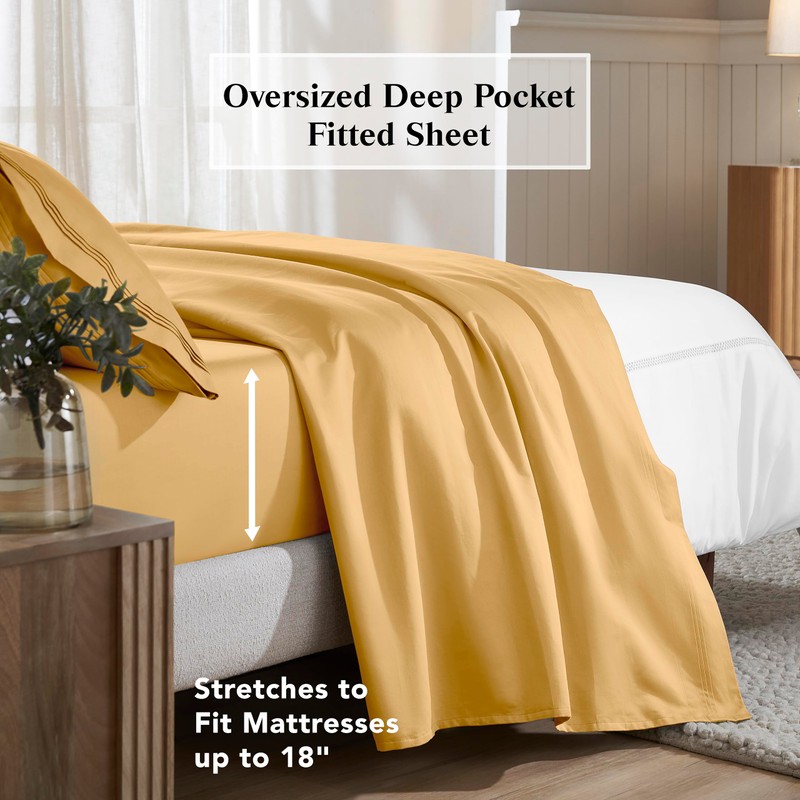 Superior Egyptian Cotton 4 Piece Sheet Set, 650 Thread Count,