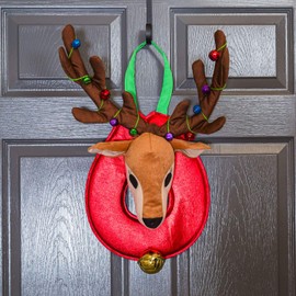 Evergreen Flag Beautiful Christmas Festive Reindeer Motion Hanging Door Décor - 12 x 5 x 22 Inches Fade and Weather Resistant Outdoor Decoration for Homes, Yards and Gardens
