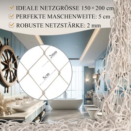 AMPARA® Big Box Set - Fishing Net Decoration - 2 Nets 150 x 200 cm - Soft and High Quality - Photo Net - Maritime Decoration, Beach | Includes 40 Wooden Pegs