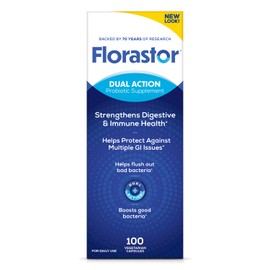 Florastor Probiotics for Digestive and Immune Health, 100 Capsules, Probiotics for Women & Men, Helps Flush Out Bad Bacteria, Boosts The Good with Our Unique Strain Saccharomyces Boulardii