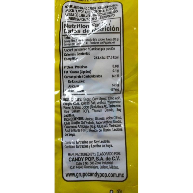Vero Mexican Flavor Hard Candy Lollipops 40 Count Watermelon Chili