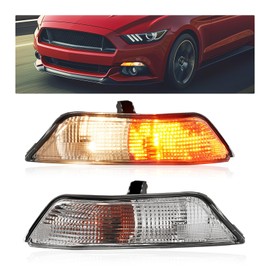 HECASA Front Turn Signal/Corner Light Compatible with 2015 2016 2017 Ford Mustang EcoBoost Premium Shelby V6 GT 50 Years Limited Edition, Pair w/Bulb Clear Lens Replacement for FO2521191 FO2520191