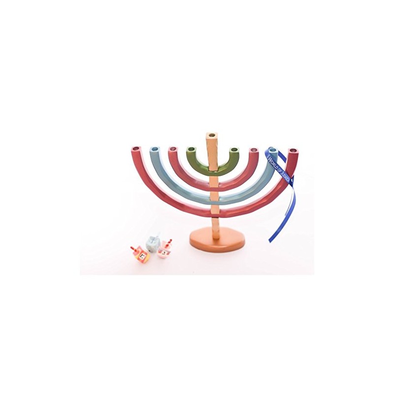 Yair Emanuel Anodized Aluminum Hanukkah Menorah with Bright Colors