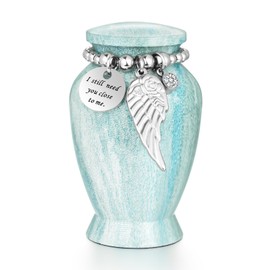 Small Urns for Human Ashes 2.85 Inch Mini Cremation Urns for Mom Dad Aluminum Keepsake Urns for Family Beautiful Mini Funeral Urn-Lake Green