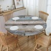 FATTTYCY Round Table Cloth Farmhouse Wood Tablecloth Elastic Edge Fitted