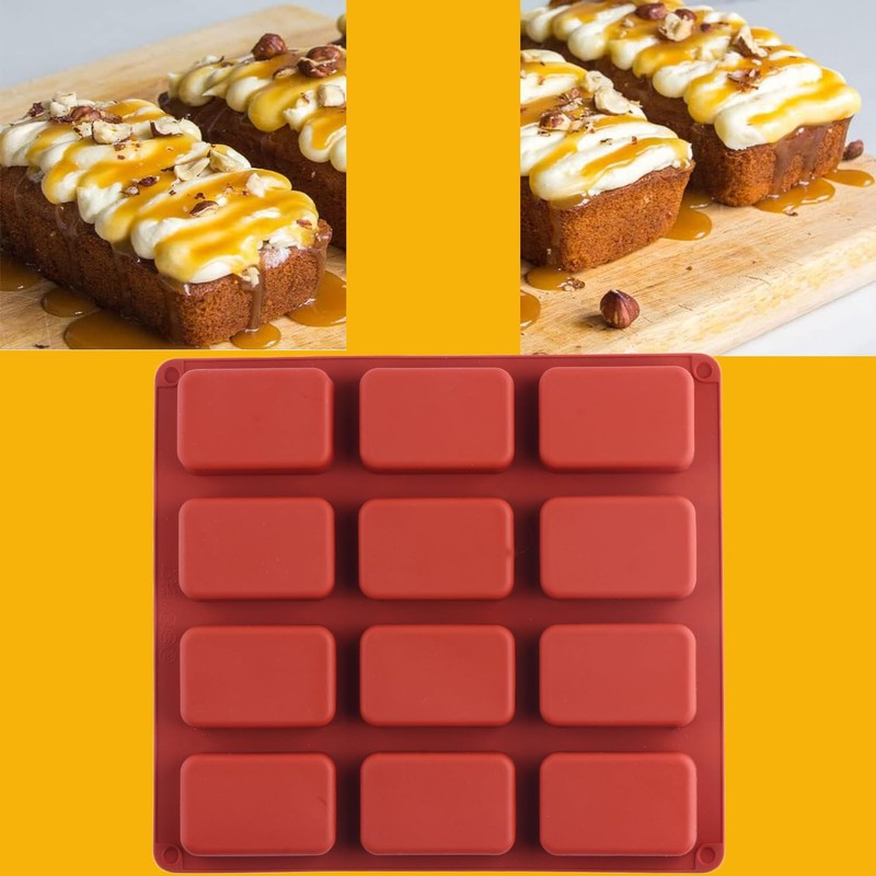 EPYHREHM Mini Loaf pan Silicone Molds Rectangle Chocolate Mold For