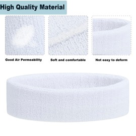 FACATH 3 Pack Sweatbands Sports Headband for Men & Women - Moisture Wicking Athletic Cotton Terry Cloth Sweatband for Tennis, Basketball, Running, Gym, Working Out (White)