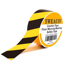YWEAUIV 2 Inch x 110 FT Black & Yellow Floor Marking Tape, High-Visibility & Adhesive Hazard Tape for Caution & Aisle Marking, Warning Safety Stripe Tape, Caution Tape Roll for Walls Steps Pipes Equipment