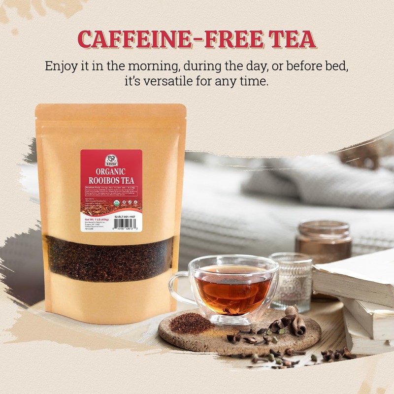 52USA Organic Rooibos Tea, 1 LB, Red Rooibos Loose Leaf