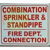 Combination Sprinkler and Standpipe FIRE Department Connection Sign (White, Reflective,