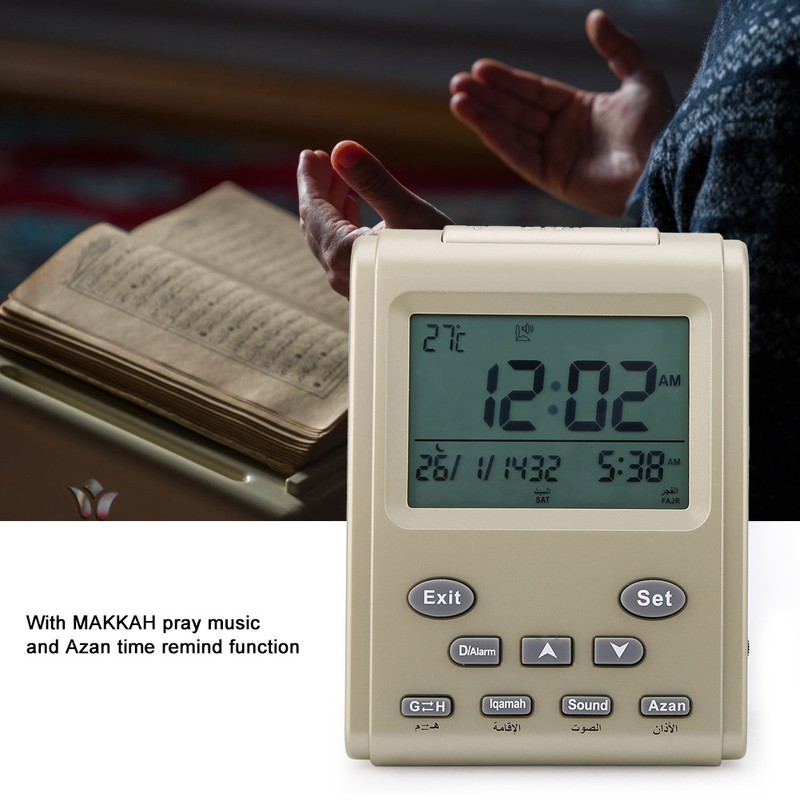 New Digital Islamic Clock Alarm Prayer Alarm LCD Azan Clock