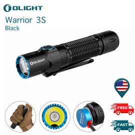 Olight Warrior 3S 2300 Lumens Rechargeable Dual-Switch Tactical Flashlight - Black