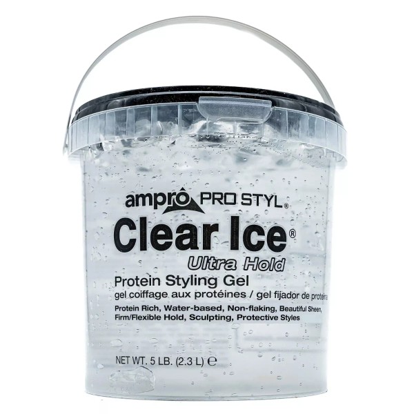 Ampro Clear Ice® Ultra Hold Protein Styling Gel 5lb w/Free