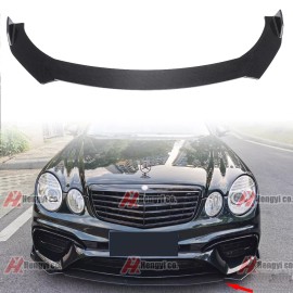 Unbranded Carbon Fiber Look Front Bumper Lip Spoiler For Mercedes W211 E-class + Strut Rod
