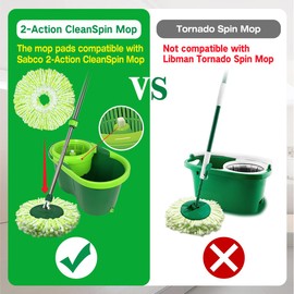 3 Pack Mop Heads Replacement Compatible with Sabco 2-Action Clean Spin Mop and Bucket System, Microfiber Spin Mop Replacement Head, Easy to Replace, Machine Washable(Not Spin Mop and Bucket System)