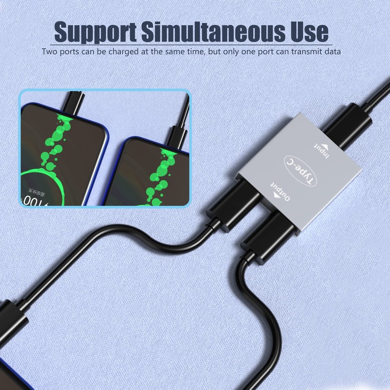 YACSEJAO 2 Pack USB C Splitter Dual Charger Adapter Female