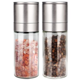 Gulex® Salt and Pepper Grinder Set Pepper Mill, Salt Grinder Refillable, Adjustable Coarseness Black Pepper Grinder, Stainless Steel Sea Salt Shaker with Ceramic Rotor