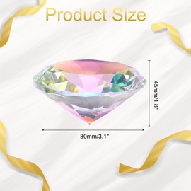 sourcing map Clear Crystal Diamond Paperweight, 80mm(3.1") Artificial Diamond Sparkling Crystal Jewelry Gems Paperweight Decoration for Birthday Gift Parties Wedding Home(Multicolor)