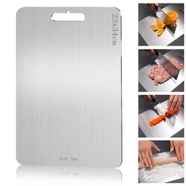 Stainless Steel Chopping Board, 304 Stainless Steel, Double-Sided Food Grade Chopping Board, Worktop, Kneading Board, Antibacterial Plastic-Free, Baking Board, Dough Board, Chopping Board, Kitchen (34