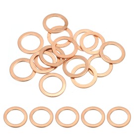 PATIKIL M16 Copper Washer Sealing Ring, 15 Pieces 16mm ID 22mm OD 1.5mm Thickness Metric Flat Sealing Gasket Crush Washer for Screws Bolt Sump Plugs Oil Drain