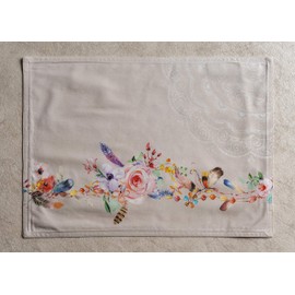 Maison d' Hermine Placemats 100% Cotton Set of 4 Dinner Placemat, Decorative Washable Cloth Placemat, Dining, Buffet Parties & Camping, Ibiza - Beige - Spring/Summer