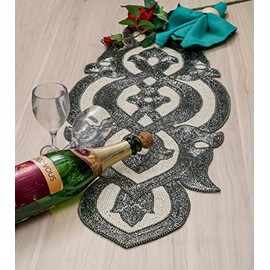 Lightnpro Camino de Mesa con Cuentas Diseño Elegante Infinito - Decoración de Mesa Brillante Hecha a Mano para Bodas, Fiestas, Días Festivos, Regalos y Uso Diario - Acento Decorativo de Centro de Mesa