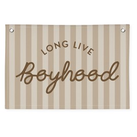 XYDEG Boys Room Decor Long Live Boyhood Banner，Vintage Playroom Bedroom Nursery Wall Hanging Decor, Retro Kids Room Decor Stripes Flag Banner 30x20 boyroom