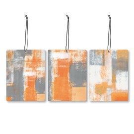 Mancheng-zi Abstract Orange Gray Car Air Freshener 3Pcs, Modern Abstract Painting Art Air Freshener Hanging for Cars Closet Drawer or Books, Cute Black Car Accessories Mirror Decor for Women Men