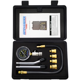 AutoWanderer Tool Engine Compression Tester Automotive, 8Pcs Small Engine Compression Pressure Gauge with Adapter for Petrol Gas Engine Cylinder