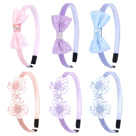 CUSARA Cute Toddler Headband Bows Flower Kids Headbands Girls Hair Bands for Little Girls Toddler Little Girl Hair Accessories 6 PCS （3 Colors）