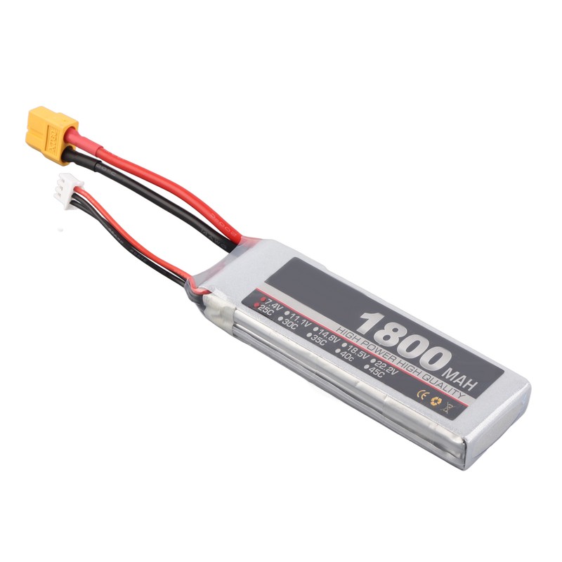 RC LiPo Battery 7.4V 2S 1800mAh 25C Rechargeable Lithium Polymer
