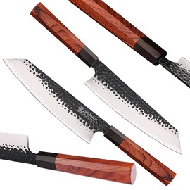 WILDMOK 9 Inch Kiritsuke Chef Knife 3 Layers 9Cr18MoV Clad Steel, Forged Gyuto Kitchen Knife with Octagonal Handle - Jiao Series