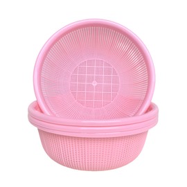 4 pcs Plastic Wash Basket Round Perforated Colander Wash Vegetables and Fruits Drain Cooked Pasta Kitchen Essentials Food Strainer Basket Strainer Kitchen pink