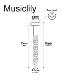 Musiclily Ultra 2.6x35mm Stainless Steel Pickup Mounting Screws for JB PB P90 JM Style Electric Guitar Bass Pickup, Gold (Set of 10)