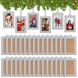 Barydat 15 Pcs Metal Picture Frame Ornaments 2 x 3 Inch Heavy Duty Reusable Small Photo Frame for Family Photo Tree Gift Indoor Decor (A Style,Silver)