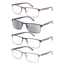 EYESPEX 4 Pack Reading Glasses for Men,Blue Light Blocking Computer Glasses,Full Frame Readers Anti UV/Eye Strain/Glare（2.25）