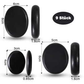 EUDUQ 9 Stück Hot Stone Massage Set,Basalt Massagesteine,Große Heiße Steine,Geeignet für Spa,Privatanwender,Massagetherapy Entspannung