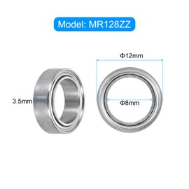 QUARKZMAN Pack of 10 MR128ZZ Miniature Deep Groove Ball Bearings 8 x 12 x 3.5 mm Double Shielded Bearings for Electric Motor, Household Appliances, Garden Tools, P5 (ABEC 5)