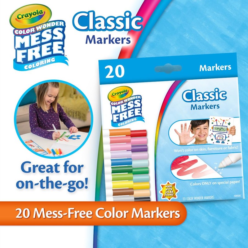 Crayola Color Wonder Marker Refill Set (20ct), Mess Free Broad