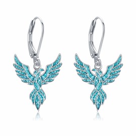 DAYLINLOVE Phoenix Earring Sterling Silver Turquoise Phoenix Dangle Drop Earring Phoenix Jewellery Gifts for Women