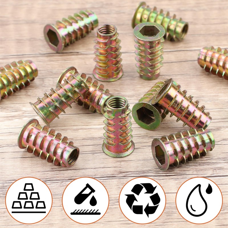 25 PCS Threaded Inserts M8 (8MM) X 25MM Threaded Inserts
