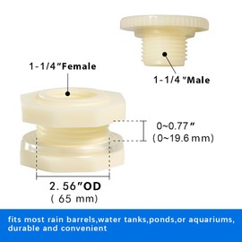 Quickun 1-1/4" ABS Bulkhead Water Tank Connector Adapter Fitting Thru-Bulk Pipe Fitting (Pack of 4)