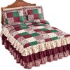 Collections Etc Patchwork Triple Ruffle Bedspread in Burgundy, Green and