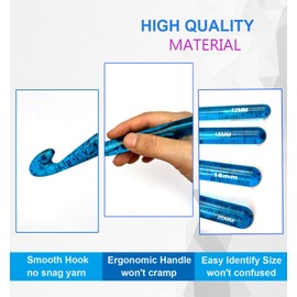 Weabetfu 12mm Large Crochet Hook,Huge Crochet Hooks for Chunky Yarn,Ergonomic Knitting Giant Crochet Hooks,Big Crochet Hooks for Knitting Yarn Carpet Scarf Wool Roving