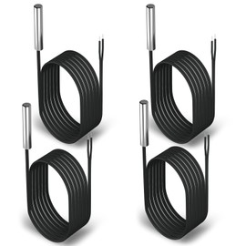 DROK 10K Temperature Sensor Probe 4pcs, 1 Meter Waterproof Stainless Steel NTC Temperature Probe for Various Water Dispensers, Air Conditioners, Refrigerators, Freezers, Water Heaters, Dishwashers