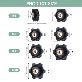 Star Grip Nut Star Nuts Pack of 6 M10 × 38 mm Internal Thread Clamping Knob Grip Nuts Knurled Nut Clamping Nut Through Hole Star Head for Machine Tools, Machine (M10)