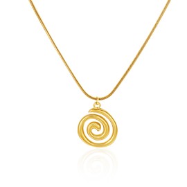 Plikin Spiral Necklace 14K Gold Plated Statement Necklace Chunky Swirl Pendant Non Tarnish Trendy Jewelry for Women